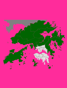 Green represents the New Territories